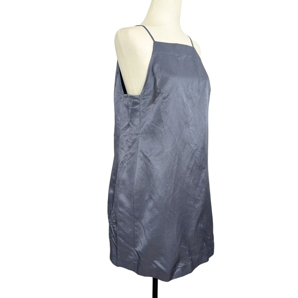 Madewell Gray Slip Dress Spaghetti Strap Square‎ Neck Mini A Line Size 8